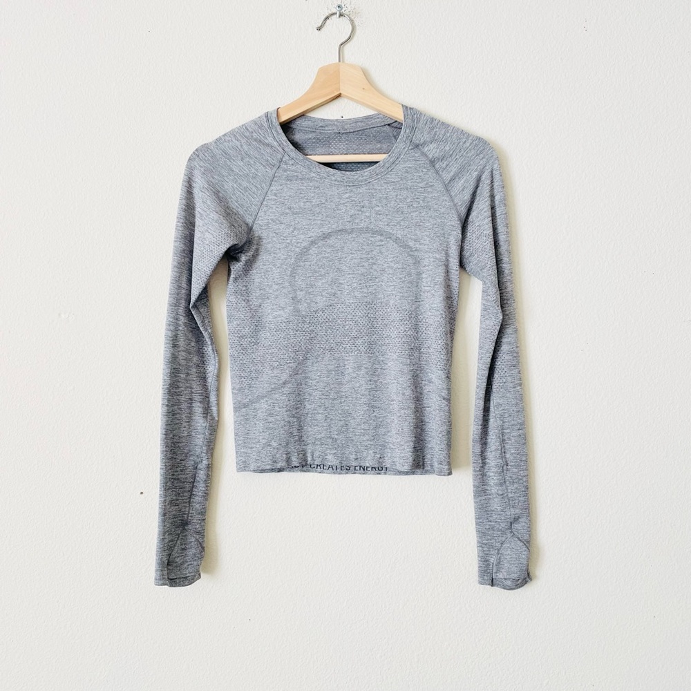 Lululemon SIZE 4 Swiftly Tech 2.0 race waist length long sleeve shirt in gray